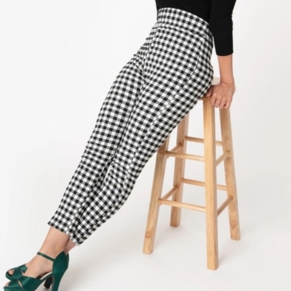 Black & White Gingham High Waist Rizzo Cigarette Pants